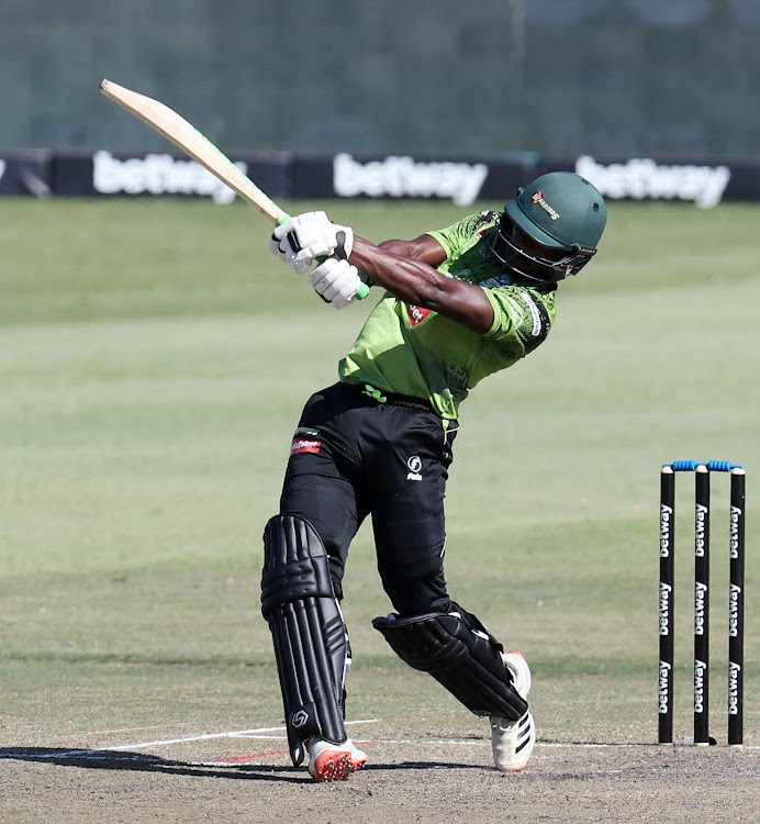 Lesiba Ngoepe of the Warriors in action during the CSA T20 Challenge game against the Knights at Kingsmead Stadium in Durban on Thursday