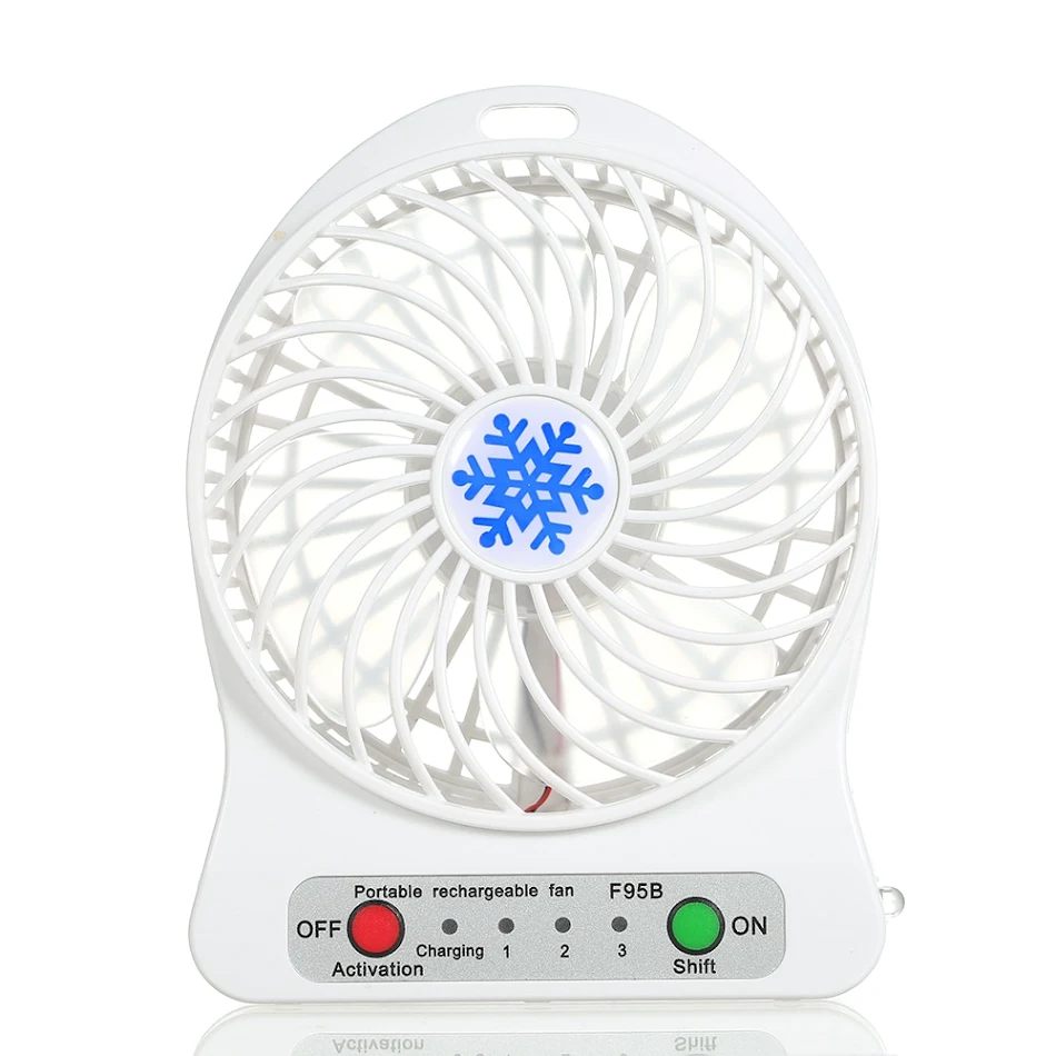 Portable Rechargeable LED Light Mini USB Charging Table Fan Speed Regulation Mode Lighting Function LED Refrigeration Ai