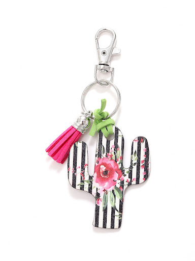 Title 8, Wooden Cactus Keychain Leopard Flower, a stylis...