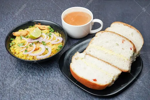 Poha Bun Maska And Desi Chai