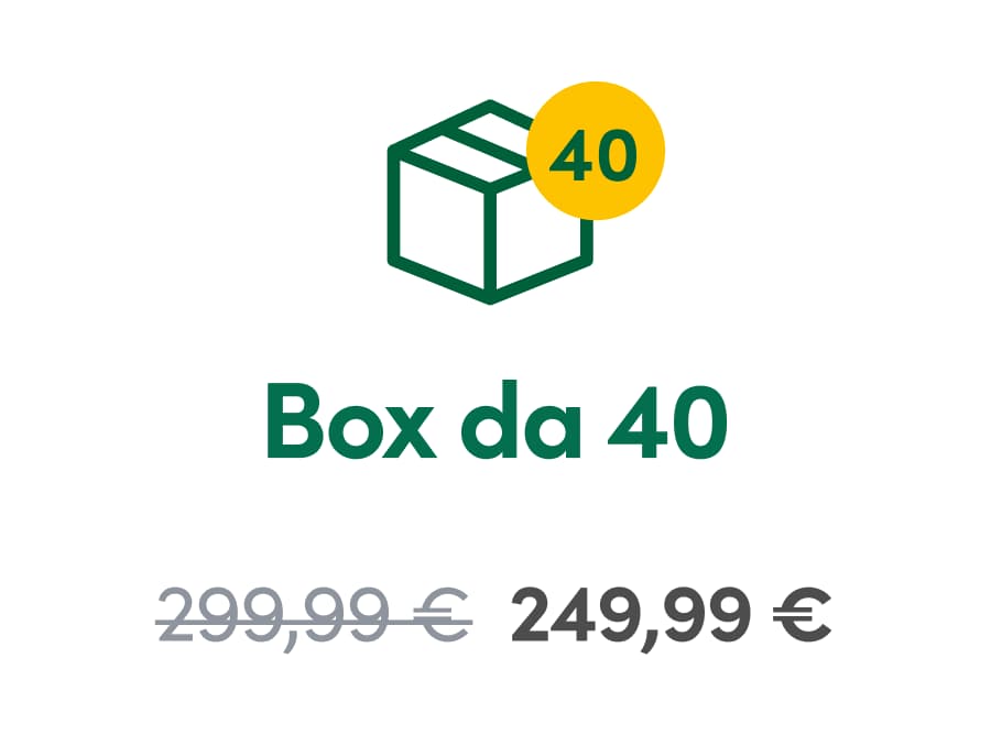 Box da 40 - 299,99€, 249,99 scontata