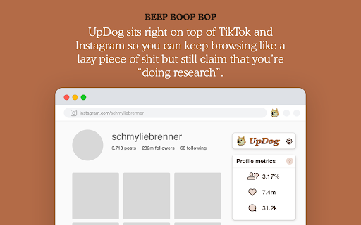 UpDog TikTok & Instagram Engagement Analytics