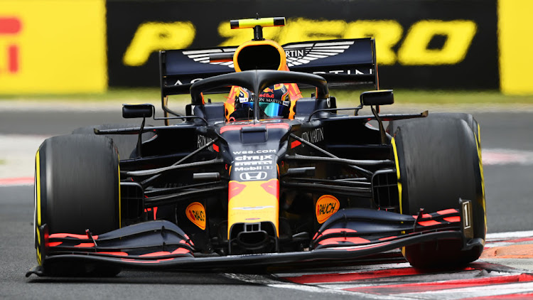 Alexander Albon of Thailand driving the Aston Martin Red Bull Racing RB16 during the F1 Grand Prix of Hungary on Sunday.