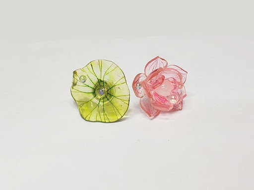 Title 2, Mini Heat Shrink Small Lotus Earrings. Delicate...
