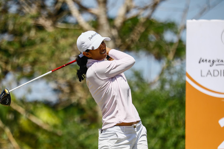 Aditi Ashok of India follows her tee in the first round of the Magical Kenya Ladies Open