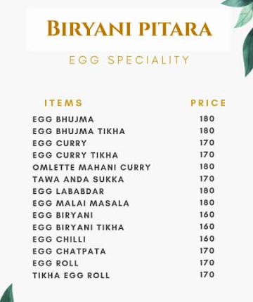 Biryani Pitara menu 