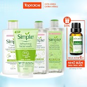 [Mã Bmlt35 Giảm Đến 35K Đơn 99K] Combo Dưỡng Da Dịu Nhẹ, Sạch Sâu Simple (Tẩy Trang + Sữa Rửa Mặt + Toner + Sữa Dưỡng)