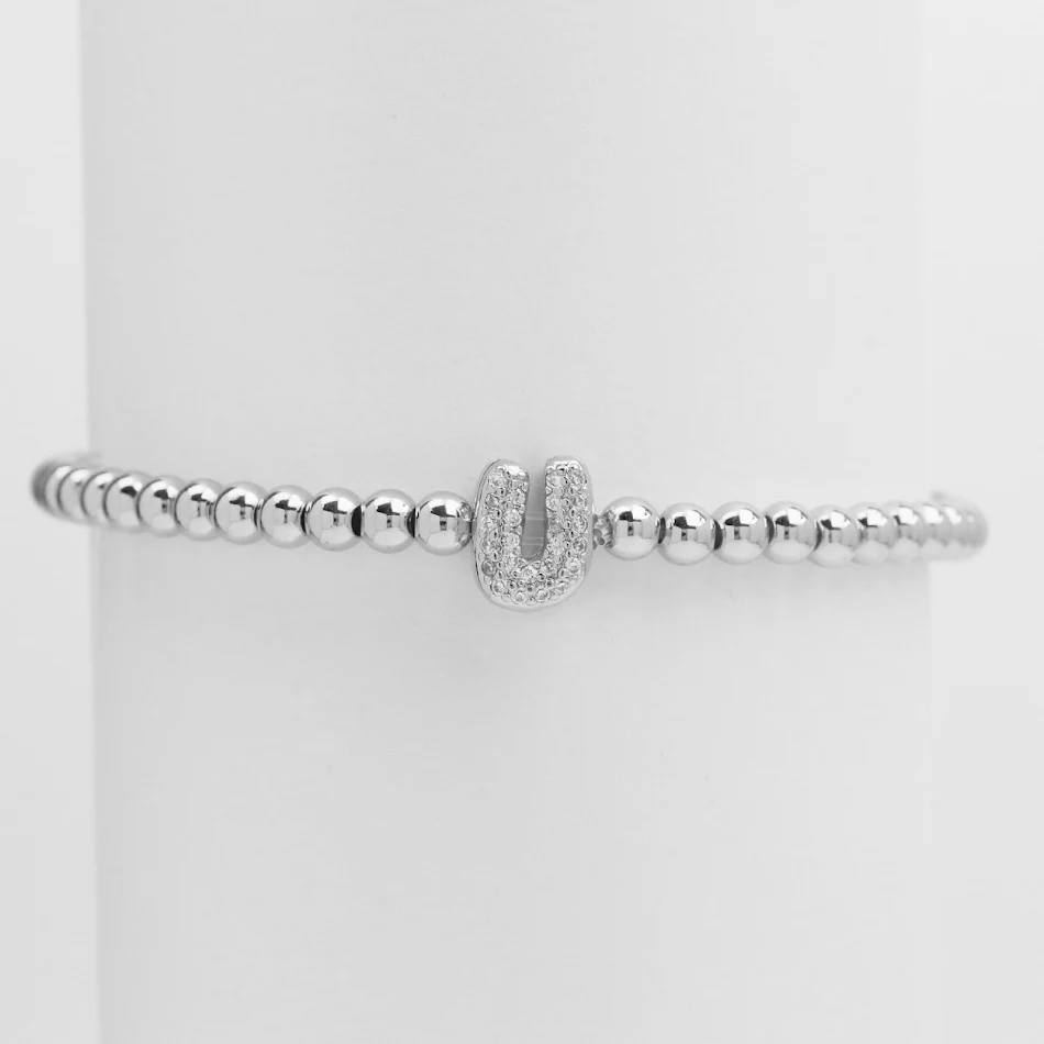 Bracelet de perles DIY avec lettres anglaises, micro-incrustations en laiton et motif ballon bulle. Créez votre bijou personnalisé.