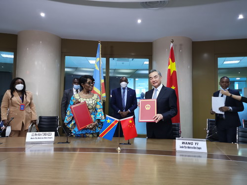 On January 6, 2021, State Councilor and Foreign Minister Wang Yi held talks with Minister of State and Minister of Foreign Affairs of the Democratic Republic of the Congo (DRC) Marie Tumba Nzeza in Kinshasa. After the talks, the two sides signed a Memorandum of Understanding (MoU) for cooperation on the Belt and Road Initiative (BRI) between the two governments.