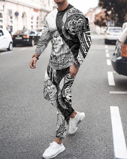 Title 12, Mens 3D Digital Print Long Sleeve Shorts Round...
