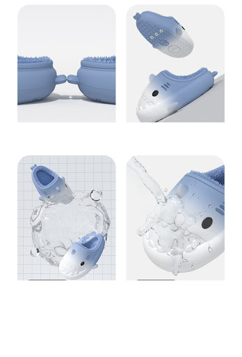 Title 7, Waterproof Gradient Shark Cotton Slippers Enjoy...