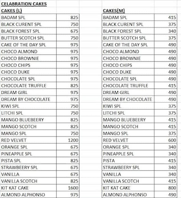 Cake Of The Day menu 