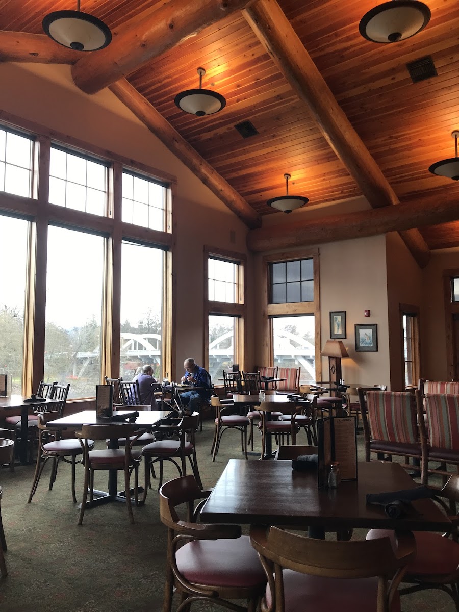 Large, beautiful dining room. Very Pacific Northwest lodge-feel. Sat next to the fireplace.