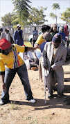 UP THE BOYS: Johannes Mathole does the diski dance in Seshego to wish Bafana Bafana  good luck in their world Cup campaign. Pic. Moyahabo Mabeba. 06/06/2010. © Sowetan.