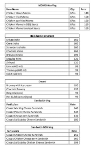 Subday menu 4