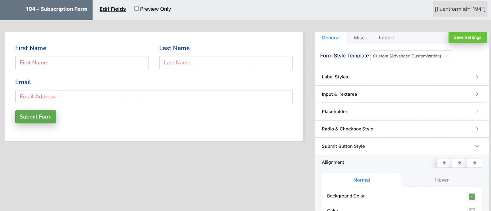 Fluent Forms, contact forms