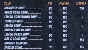 Bombay Charcoal menu 