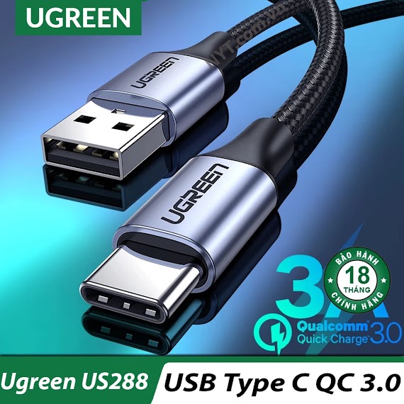 Dây Sạc Type C 18W Dài 0.25 - 3M, Công Nghệ Sạc Nhanh Quick Charge 3.0 Ugreen Us287 - Hàng Chính Hãng Bh 18T Đổi Mới