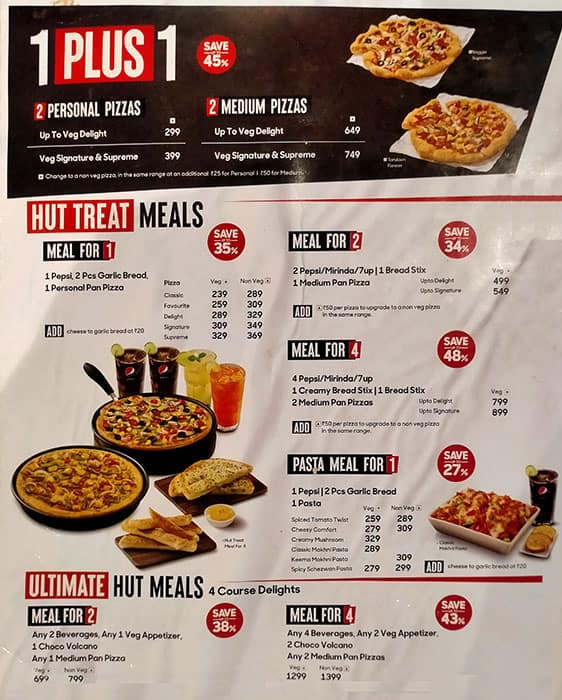 Pizza Hut menu 