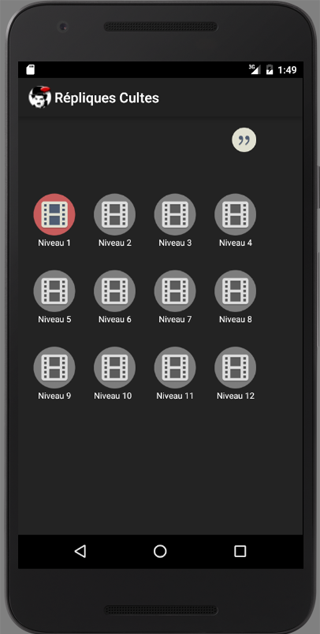 Répliques Cinéma Quiz Screen 1