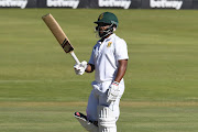 Temba Bavuma of the Proteas goes to his 50 on day 3 of the first Test against India at SuperSport Park in Centurion on December 28 2021.