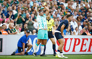 Springbok hooker Malcolm Marx during the Rugby World Cup 2023 match against Scotland at Orange Velodrome on September 10, 2023 in Marseille, France.