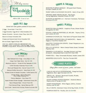 Woodside Inn menu 