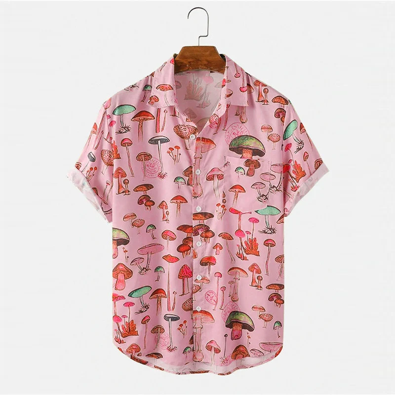 Camisa floral de hombre con estampado digital 3D de manga corta, casual y moderna, perfecta para el verano con estilo.