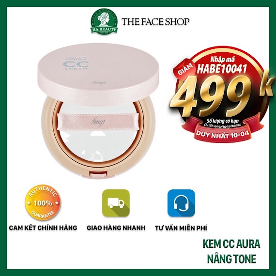 Kem Nền Trang Điểm Chống Nắng Spf30 Pa++ Nâng Tone Sáng Da Aura Cc Cream The Face Shop 20G