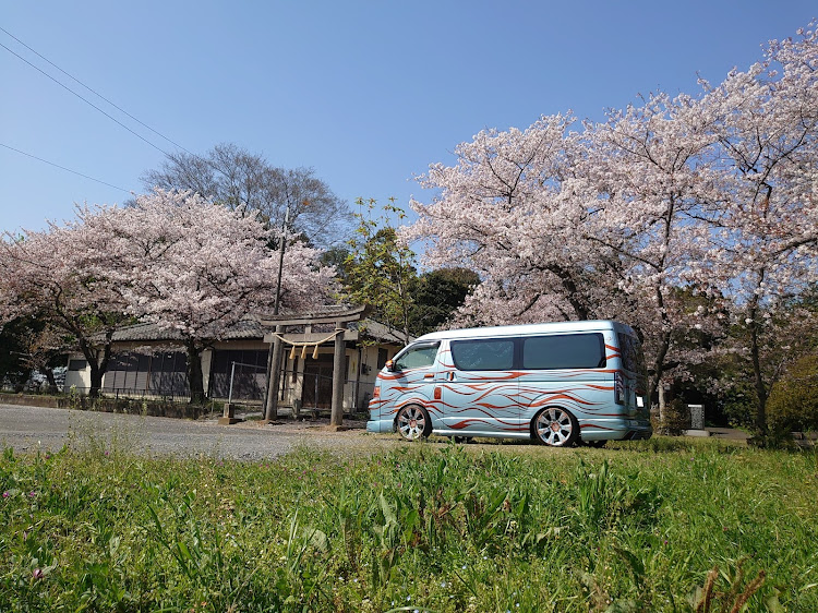 ハイエースバンの低そうで低くない少し低い車・プロ無職・日中線のしだれ桜・ピンクムーン・ドライブに関するカスタム事例の投稿画像3枚目
