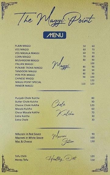 The Maggi Point menu 