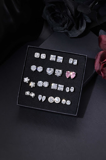 Title 8, S925 Sterling Silver Zircon Single Rhinestone E...