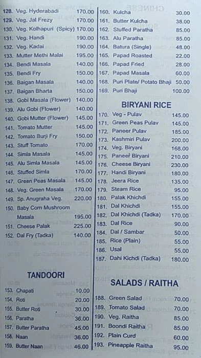 Anugraha Pure Veg menu 