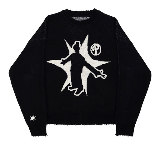 Title 4, Hip-Hop Street Gothic Print Knitted Sweater