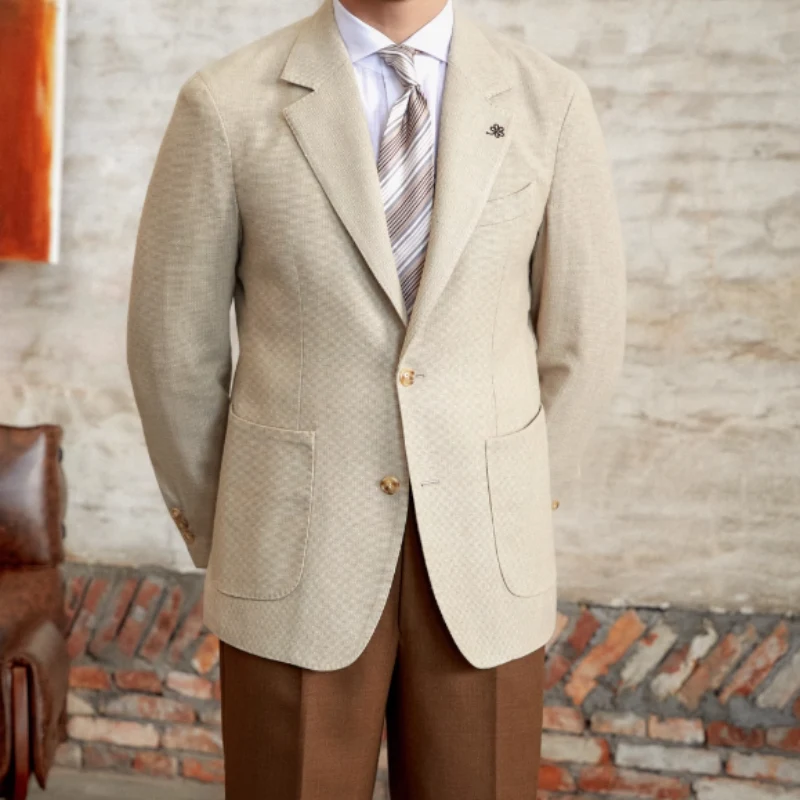 British Fashion Commuter Cotton and Linen Textured Single-breasted Suit, Breathable Fabric, Comfortable and Stylish for 
