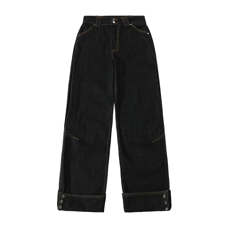 Calças Jeans American Retro Heavy Industry com Design Acampanado. Resistência e estilo industrial para o trabalho ou uso casual. Conforto garantido.