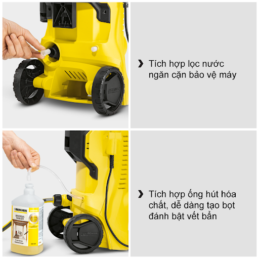 Máy xịt rửa xe Karcher K2 Power Control 1400W - Máy phun rửa 110 bar áp lực cao, tích hợp đầu phun thẳng điều chỉnh lưu lượng nước