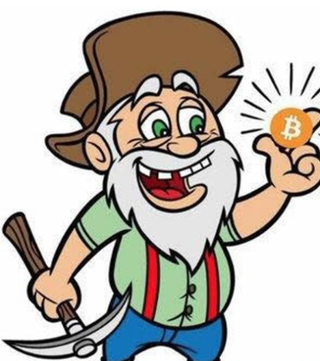 Un minier barbu qui tient un Bitcoin dans la main 