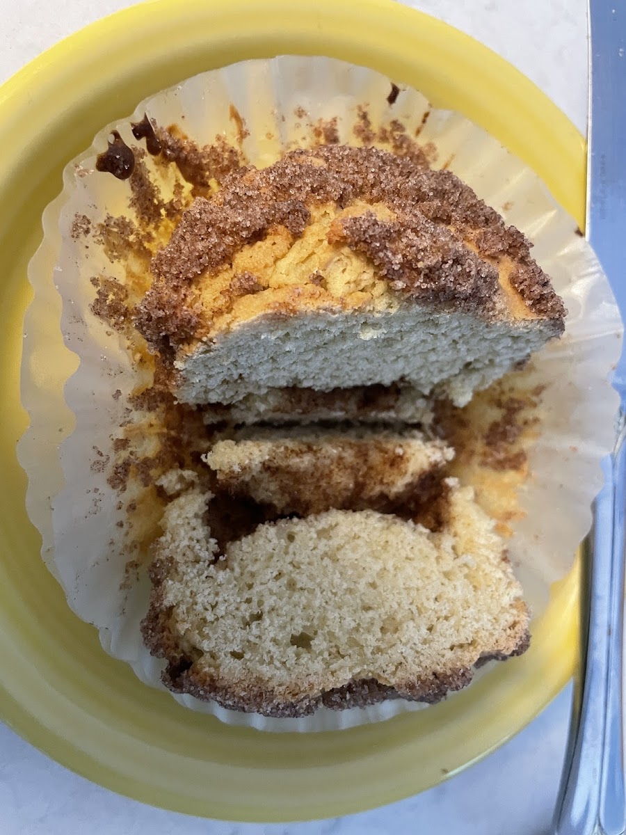 Inside of GF Cinnamon Coffee Cake Muffin