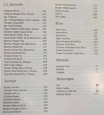 Snack Shack menu 