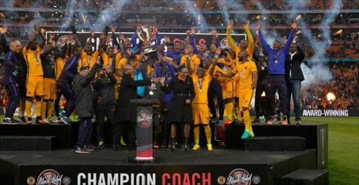 Chiefs celebrates winning the cup during the 2016 Carling Black Label Champion Cup match between Orlando Pirates and Kaizer Chiefs at FNB Stadium. Picture: SOWETANLIVE