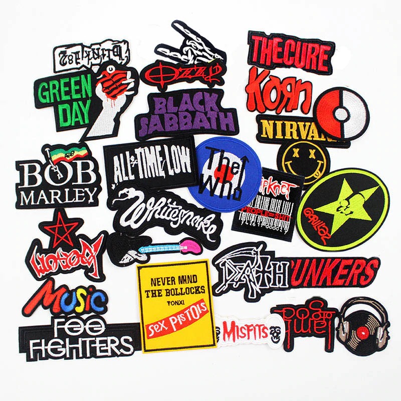 25 Pcs Metal Band Patches Iron on Rock Music Badges Punk Stickers for ...