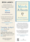 Mitch Albom is launching his sequel to 'The Five People You Meet in Heaven' in Jo'burg on April 23.