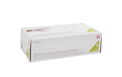 KRUTEX Underskningshandske, latex, puder, L, 100 st