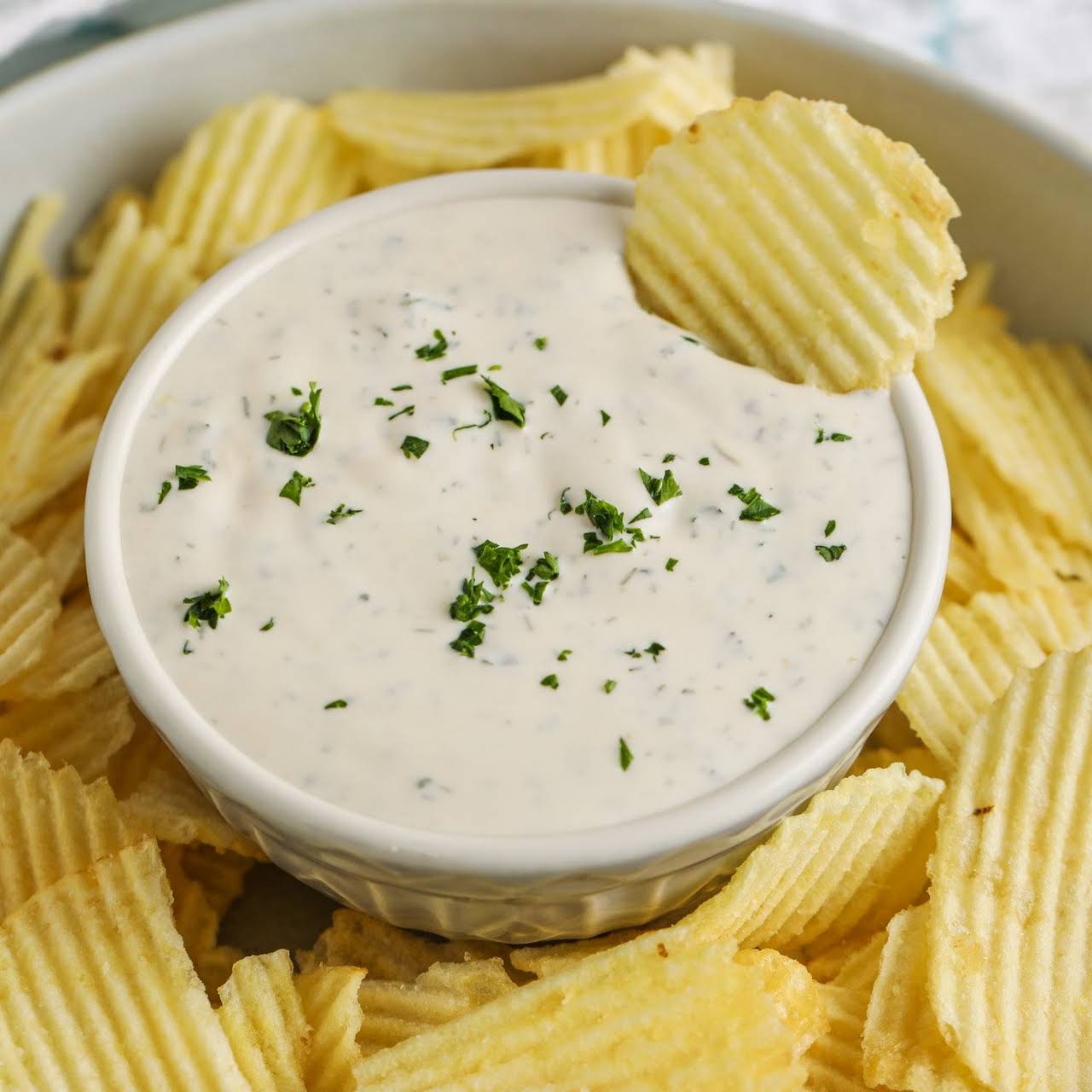 Smoked Paprika Potato Chips With Yogurt Ranch Dip Recipe - The