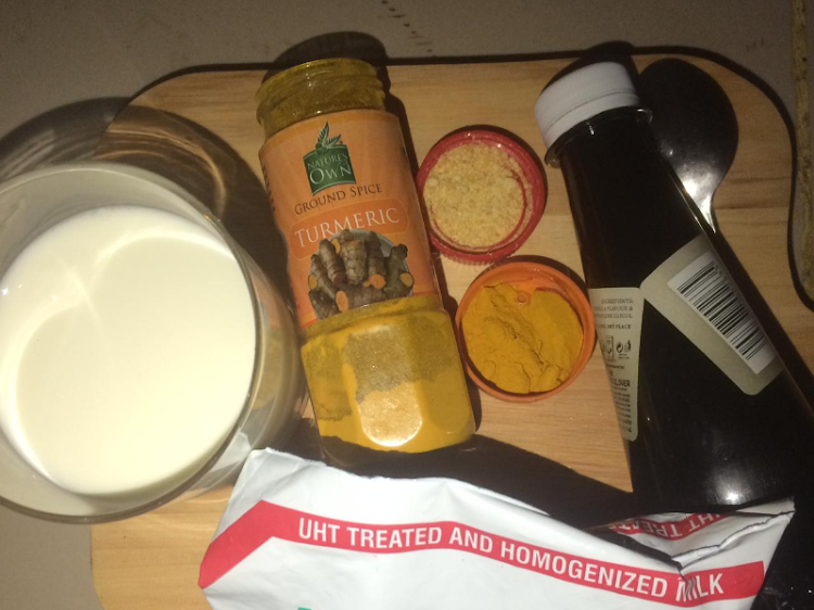 a photo of some of the ingredients used to prepare homemade golden milk