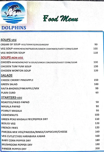 Dolphins Bar and Restaurant menu 