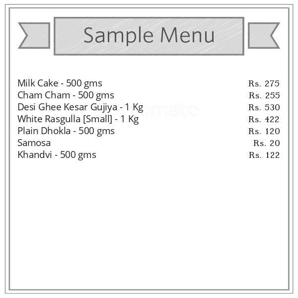 Aggarwal Standard Sweets menu 