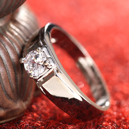 Title 4, Womens Diamond Simulation Moissanite Couple Ri...