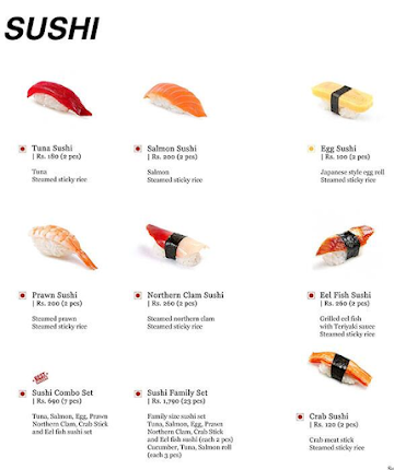 Daily Sushi menu 